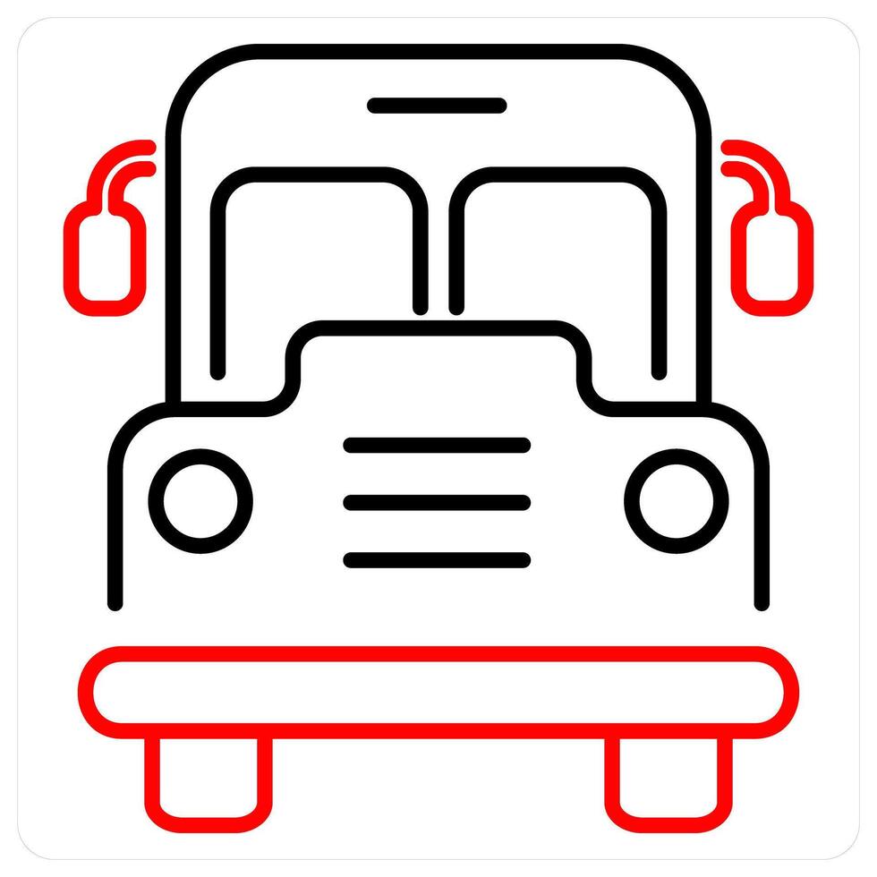 Bus icon concept in red bold line color vector