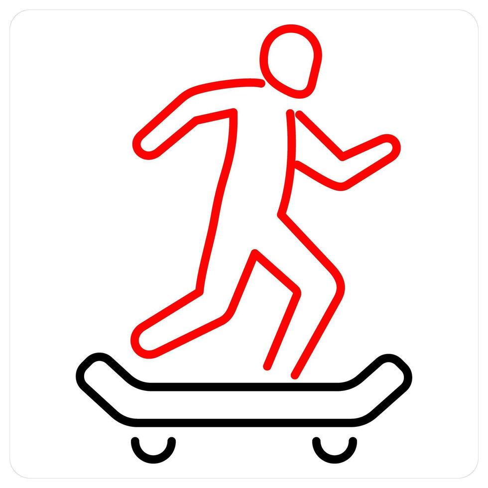 Skate board icon concept in red bold line color vector