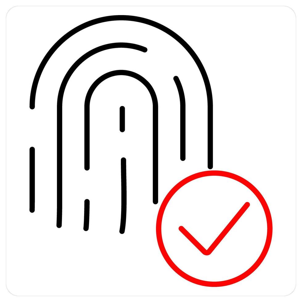 Biometric icon concept in red bold line color vector