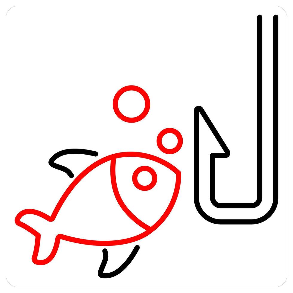 Fishing icon concept in red bold line color vector