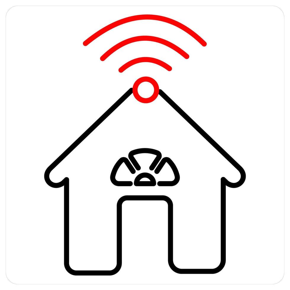 Smart House icon concept in red bold line color vector