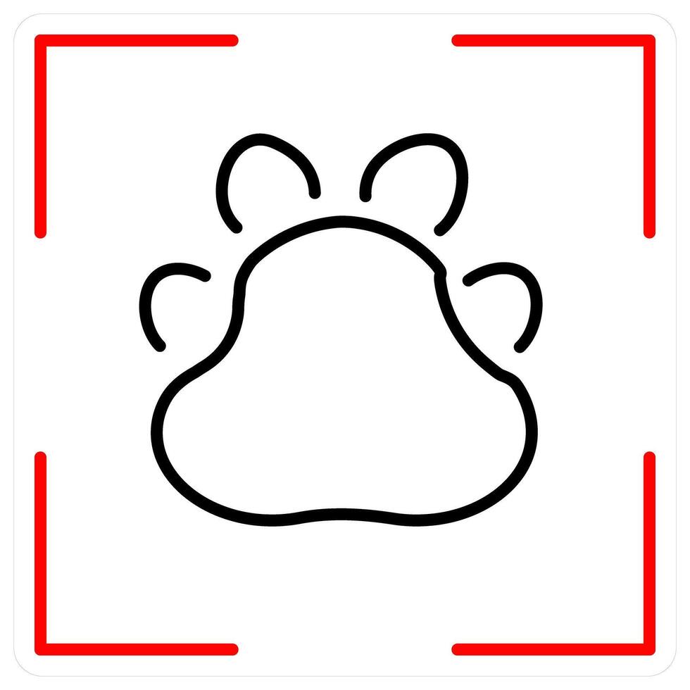 Animal Paw icon concept in red bold line color vector
