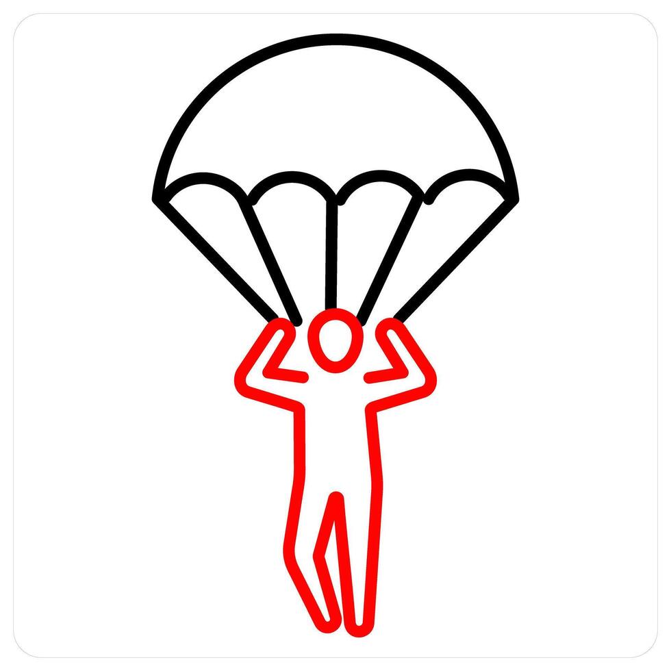 Paragliding icon concept in red bold line color vector