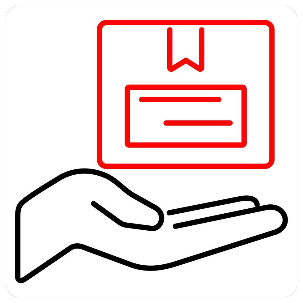 Collect Parcel icon concept in red bold line color vector