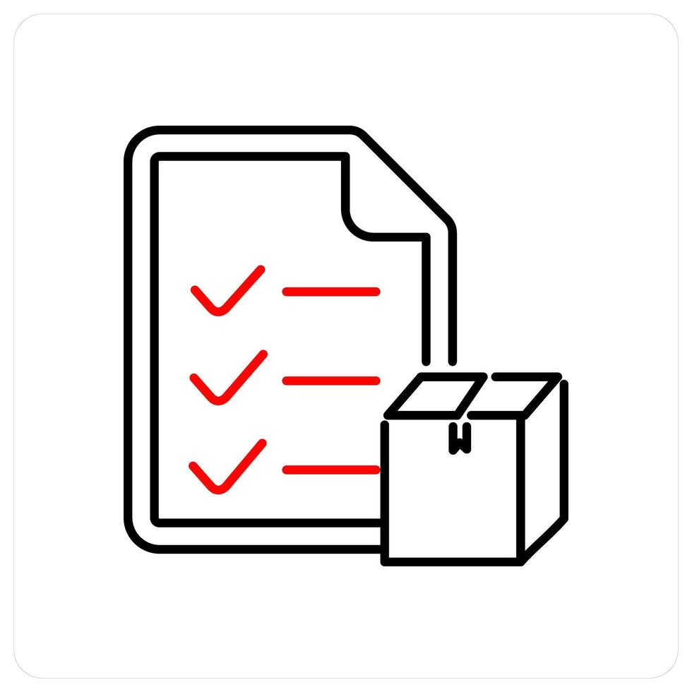 Parcel List icon concept in red bold line color vector