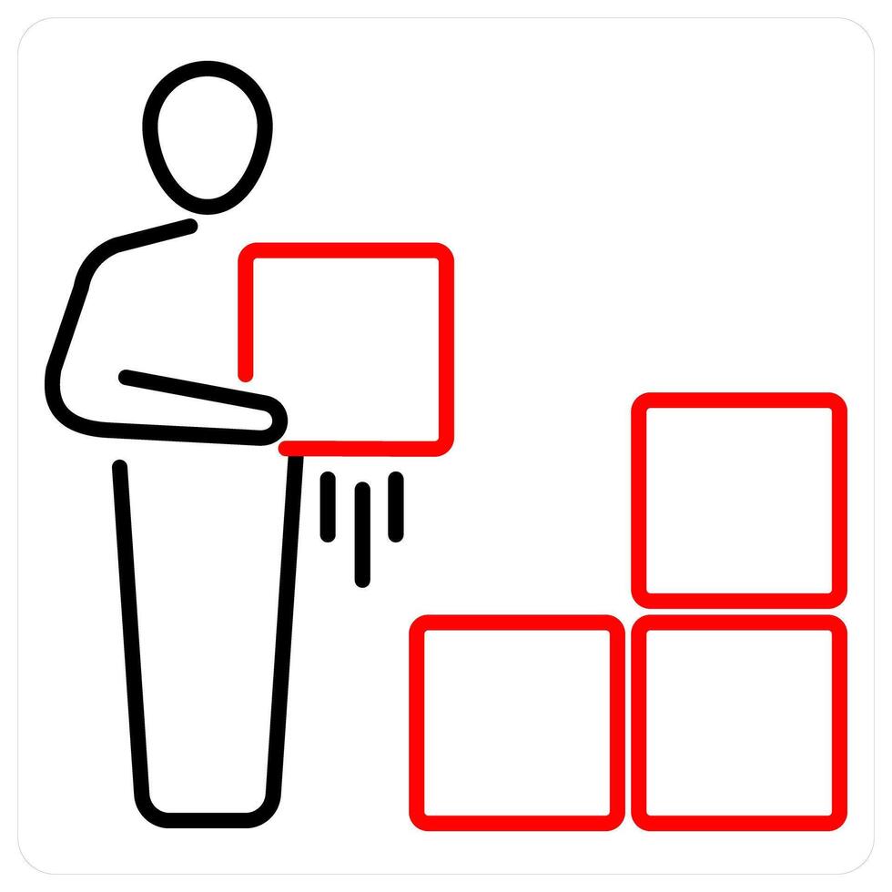Delivery Man icon concept in red bold line color vector