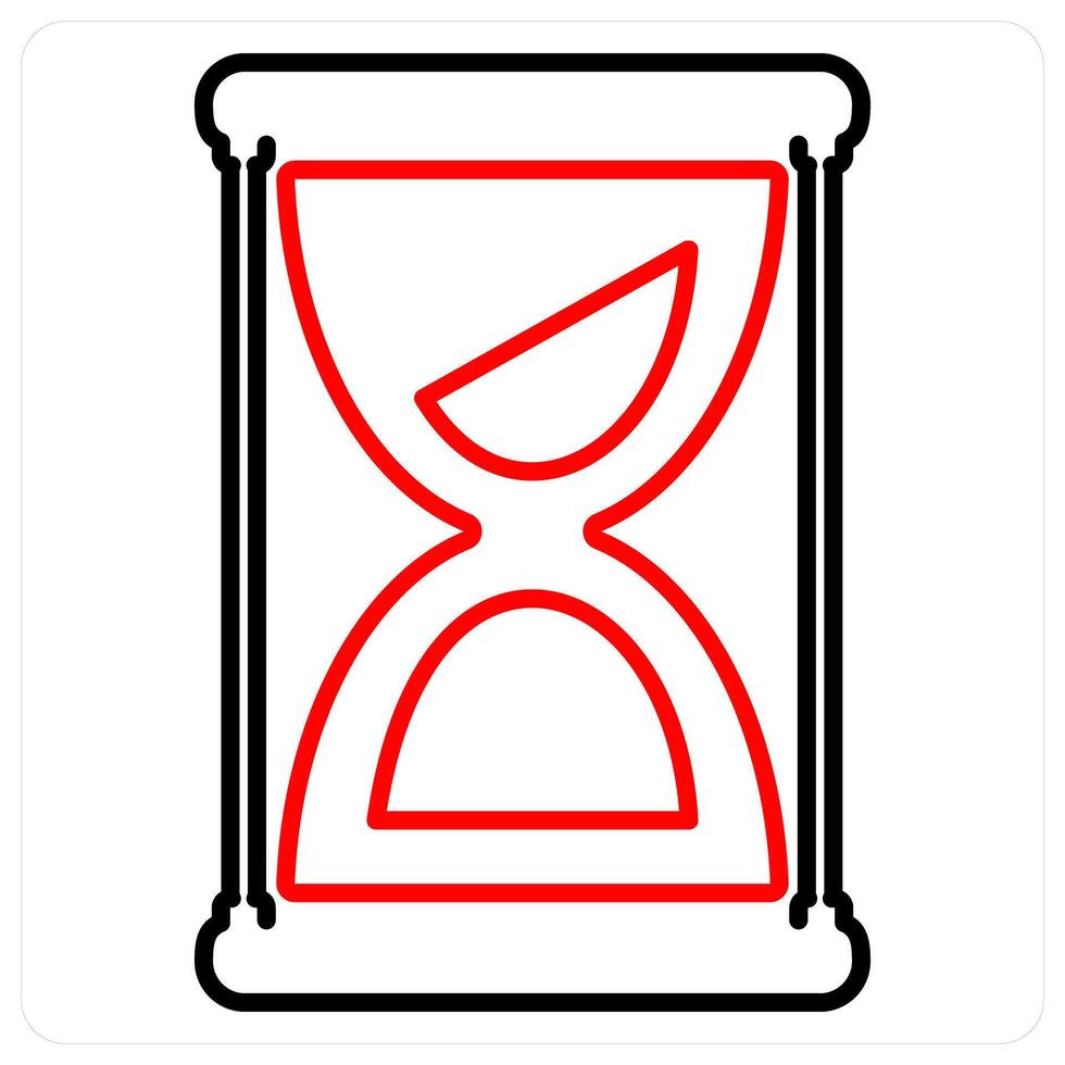 Hourglass icon concept in red bold line color vector