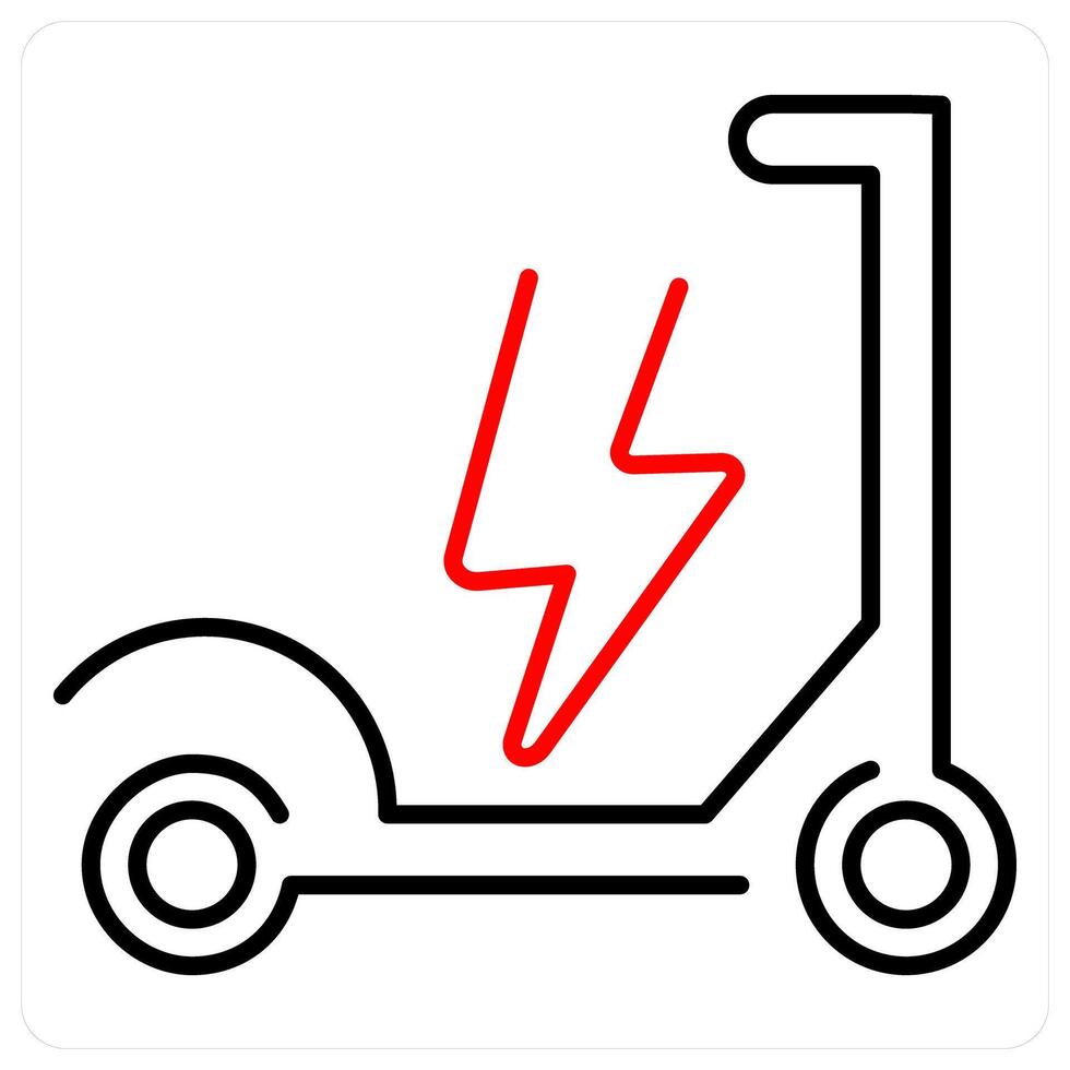 Electric Scooter icon concept in red bold line color vector