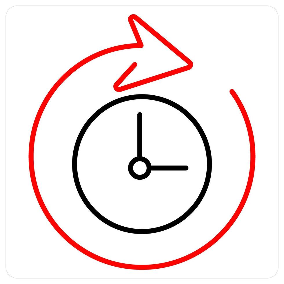 Time and clock icon concept in red bold line colorr vector