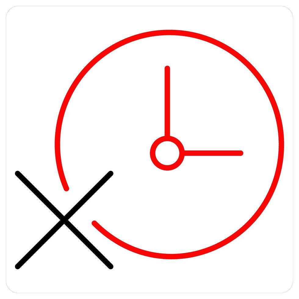 Deadline Failed icon concept in red bold line color vector