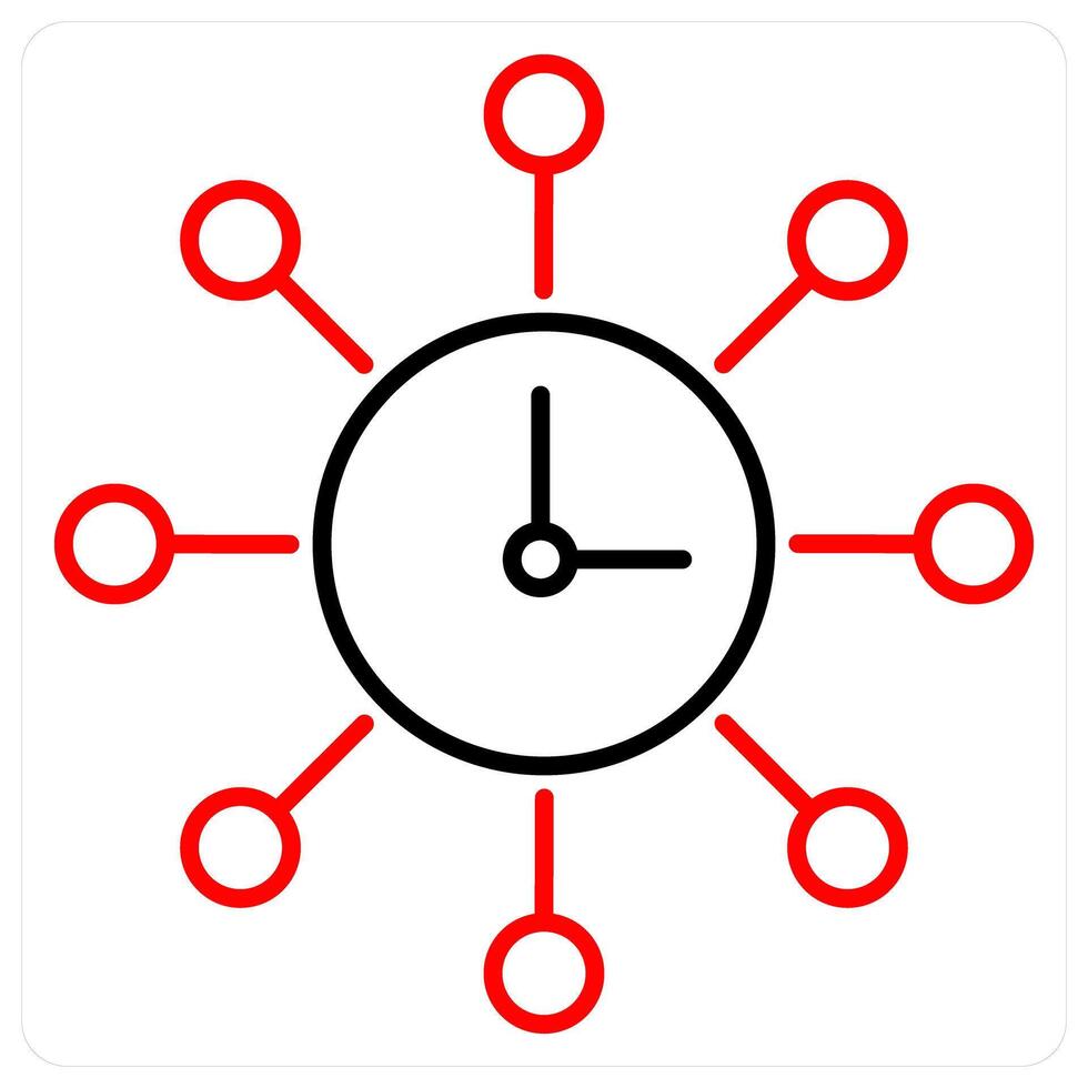 Time Management and planning icon concept in red bold line color vector