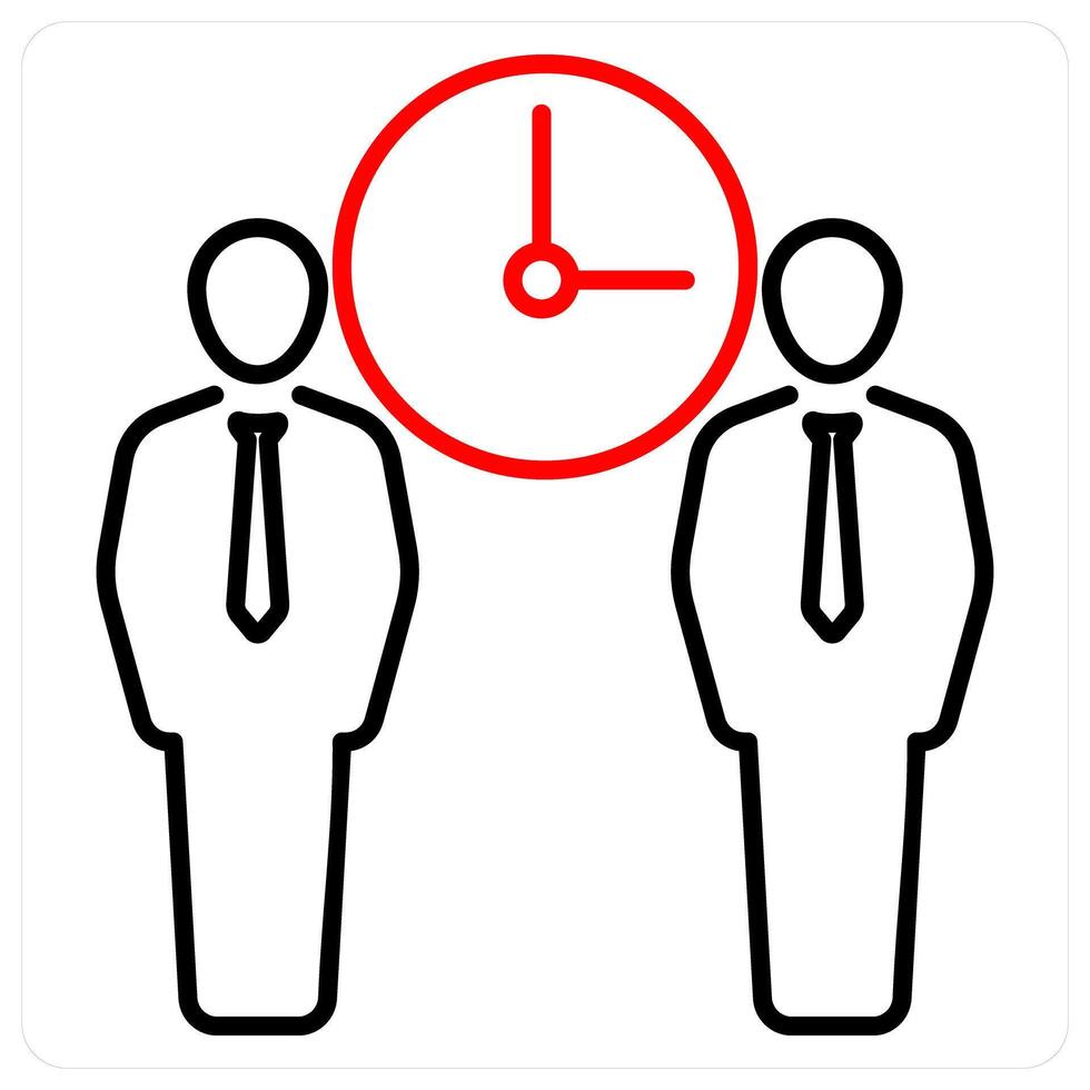 Meeting Time icon concept in red bold line color vector