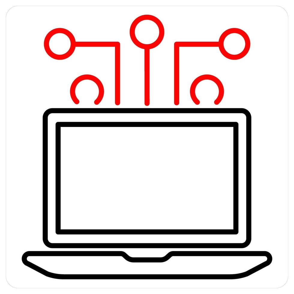 Computing icon concept in red bold line color vector