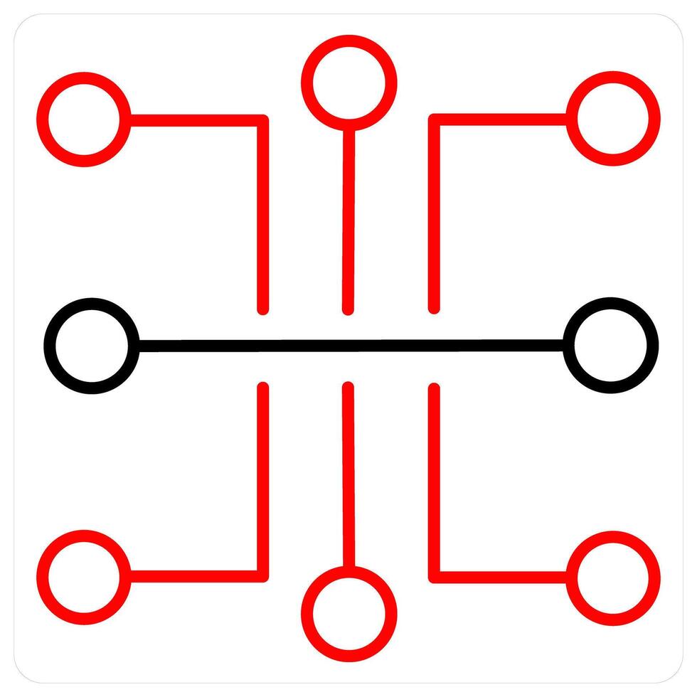 Circuit icon concept in red bold line color vector