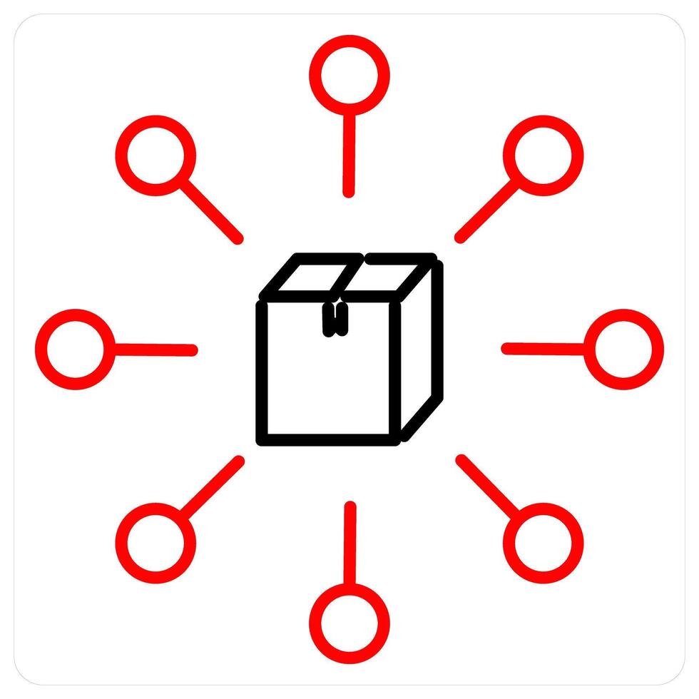 Parcel Connection icon concept in red bold line color vector