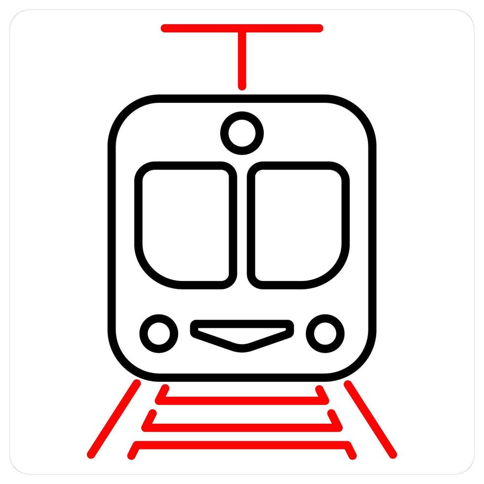 Electric Train icon concept in red bold line color vector