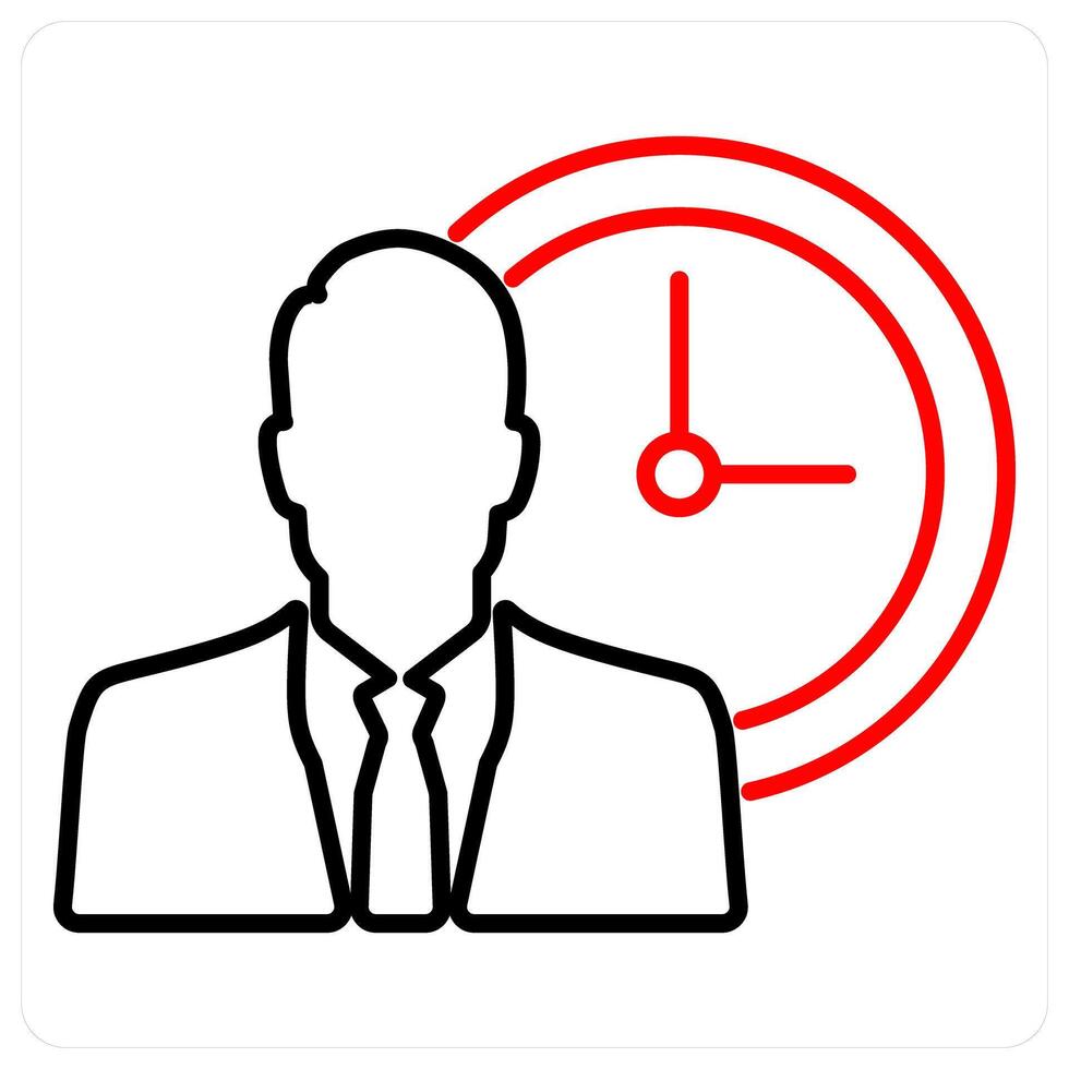 Time Management in red bold line color vector