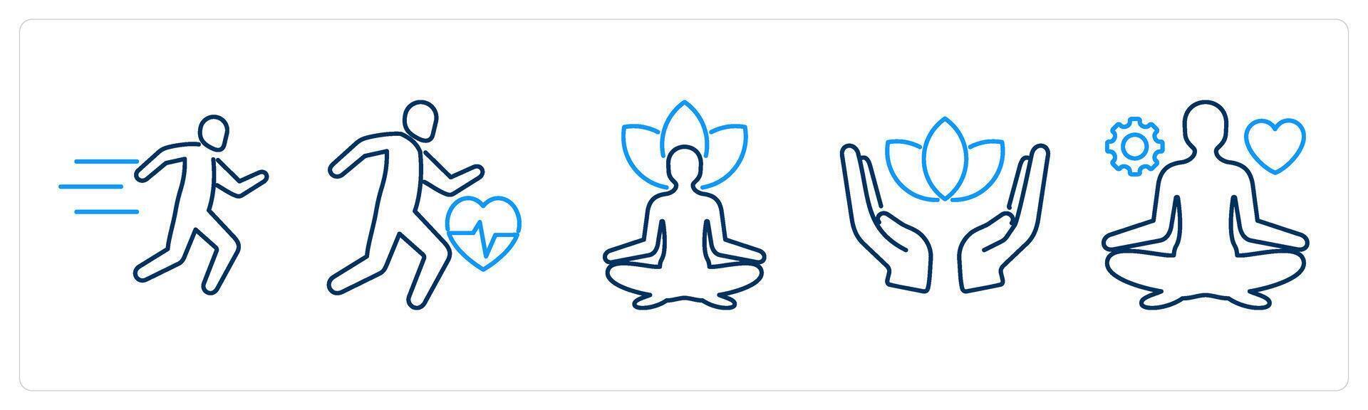 5 Mix icons as running, exercise, yoga vector