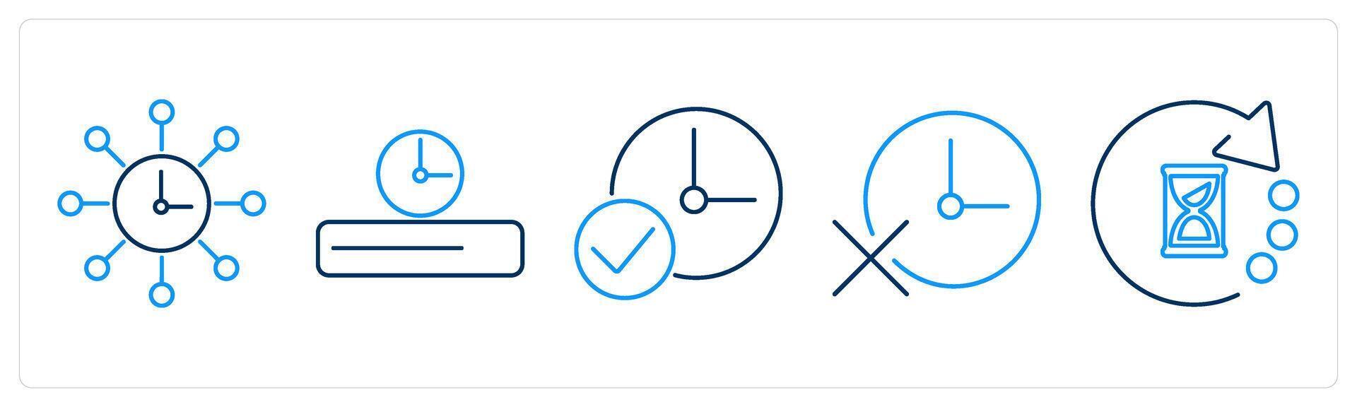 5 Mix icons as time management, timeline, deadline achieve vector