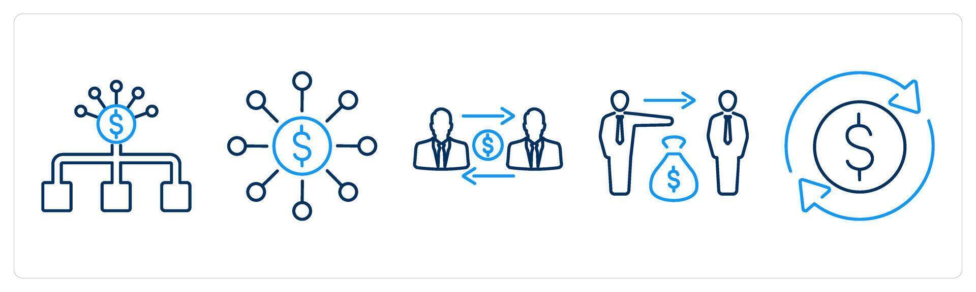 5 accounting icons as budget, money management, money transaction vector