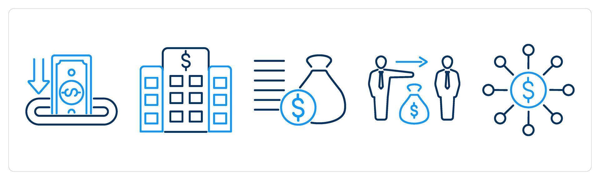 5 accounting icons as deposit, bank, loan vector