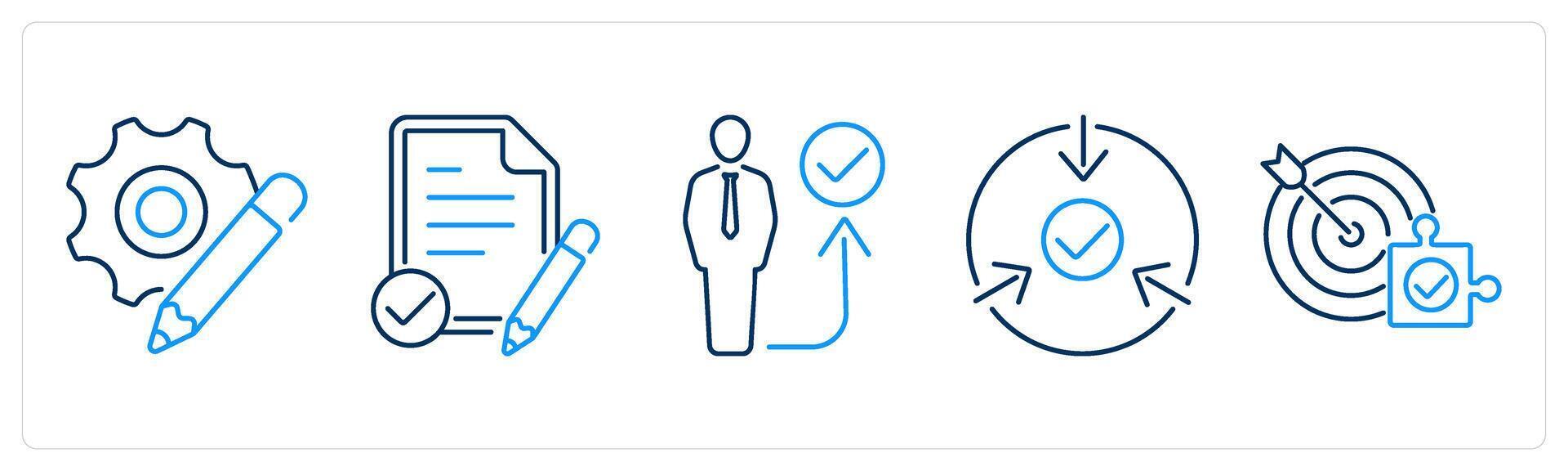 5 Action plan icons as resources, assessment, act vector