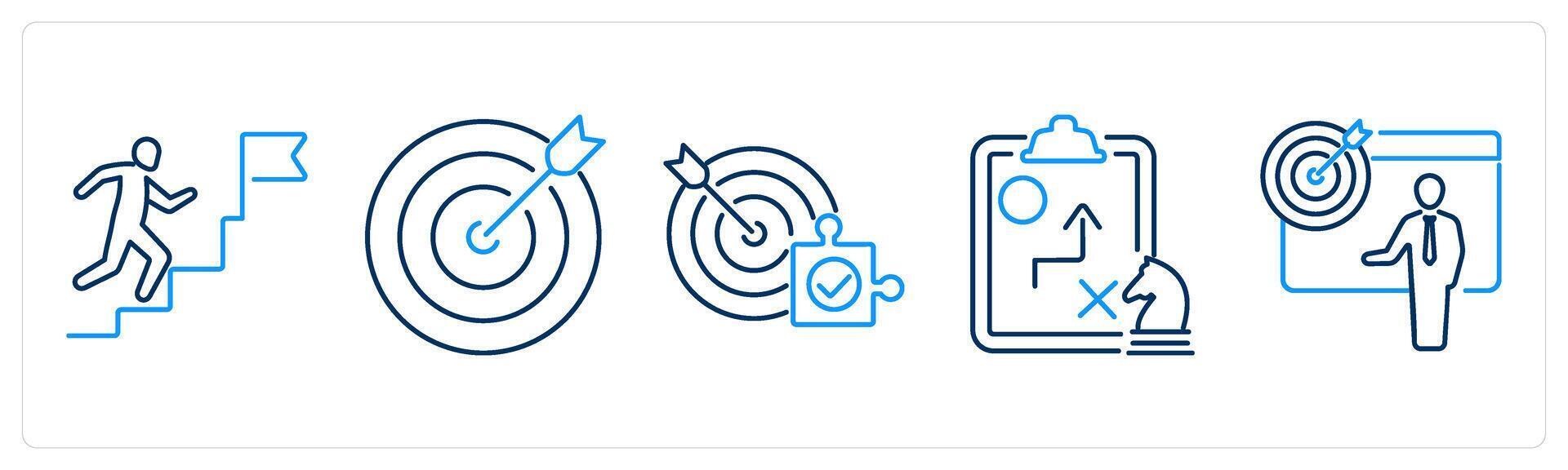 5 Action plan icons as steps, goal, target vector