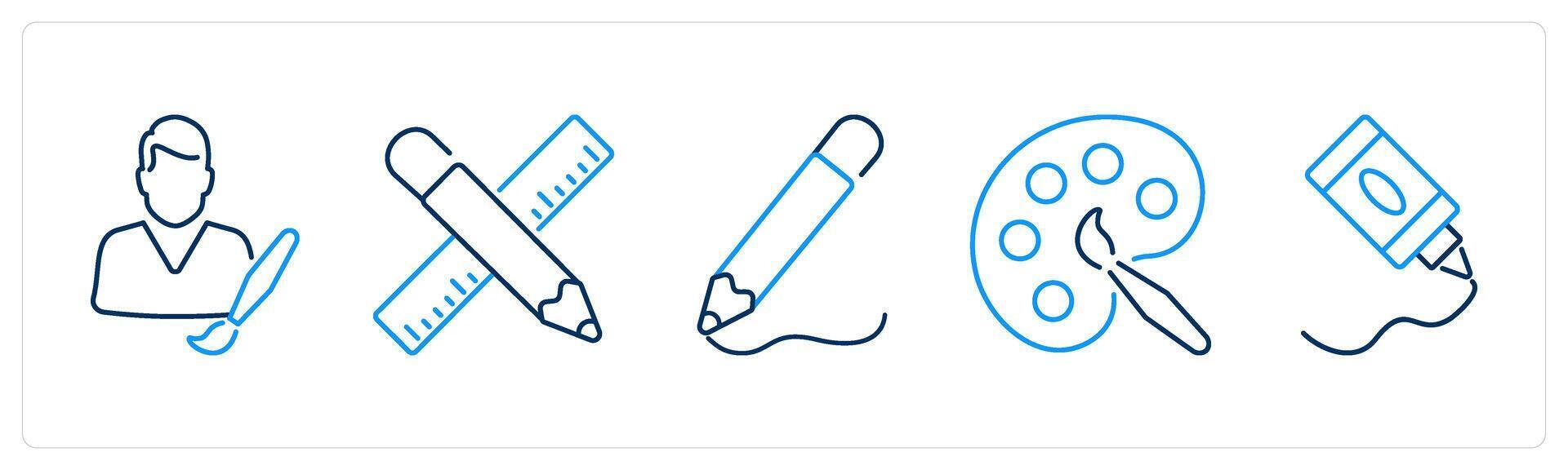 5 Art icons as artist, design, drawing vector