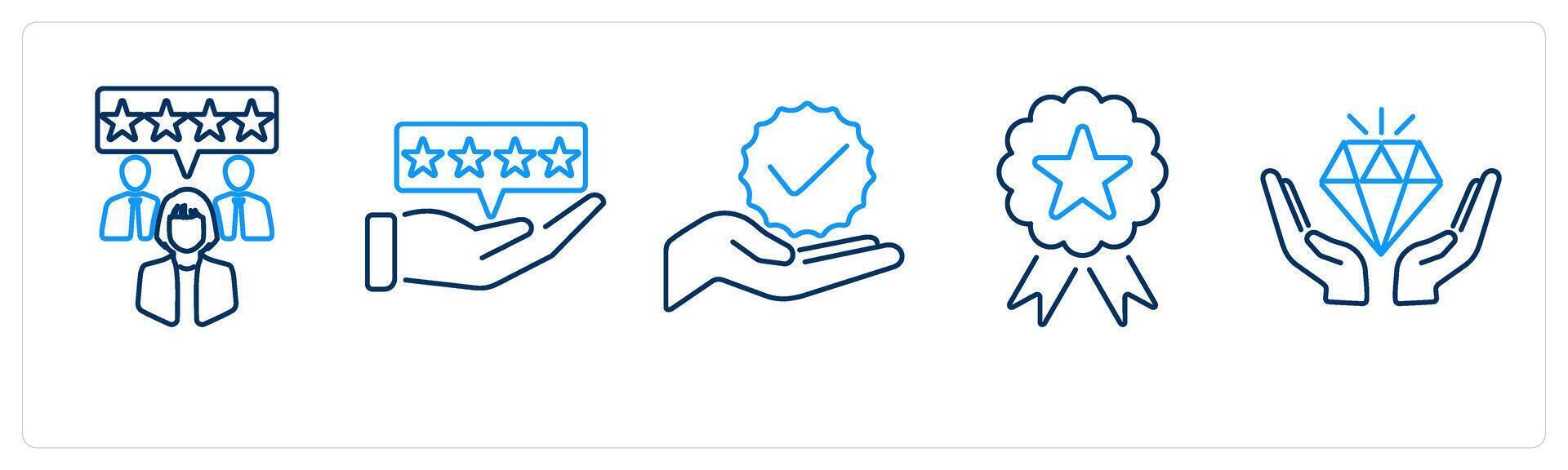 5 Branding icons as loyal customer, reputation, branding vector