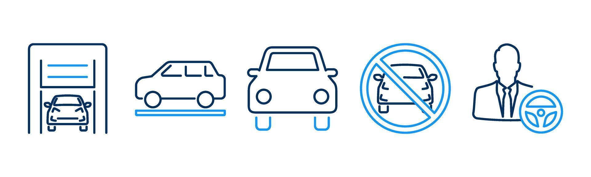 5 Car icons as garage, vehicle, car vector