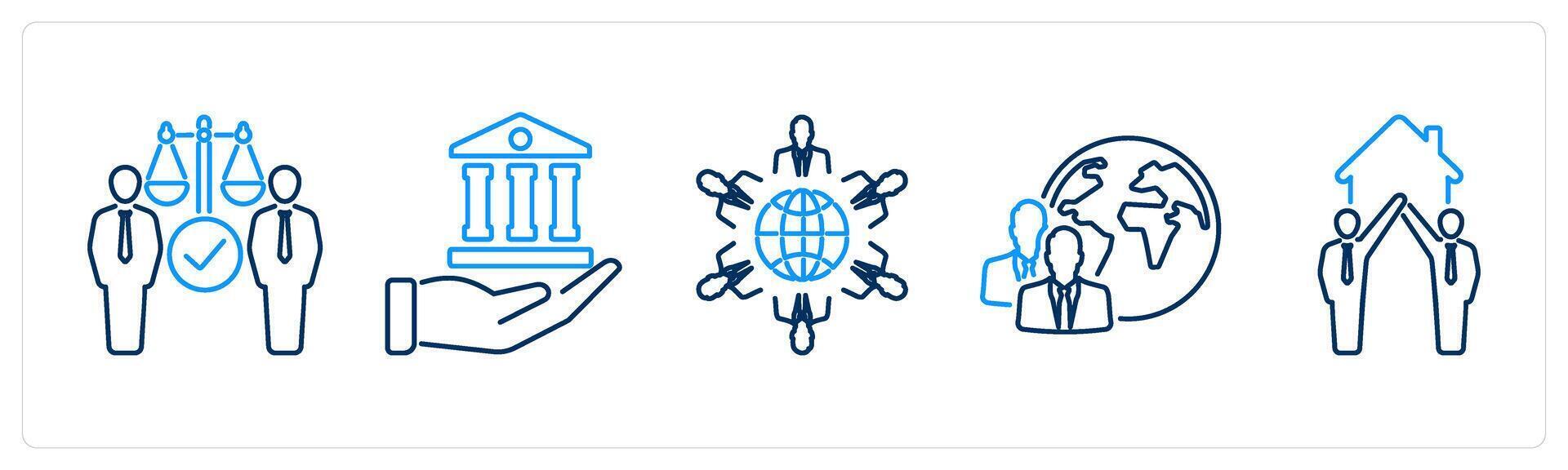 5 Community icons as human rights, heritage, culture vector