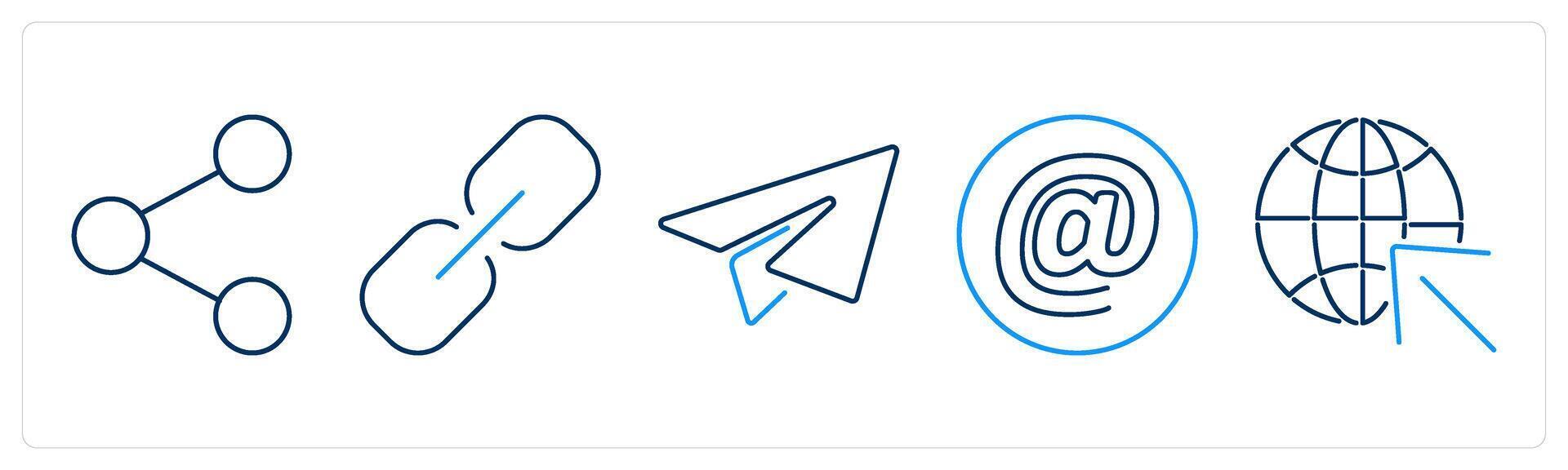 5 Contact icons as share, link, query, at the rate vector