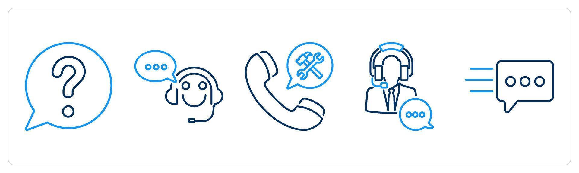 5 Contact icons as query, customer support, assistance vector