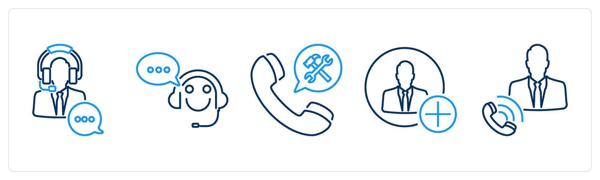 5 Contact icons as customer service, customer support, assistance vector