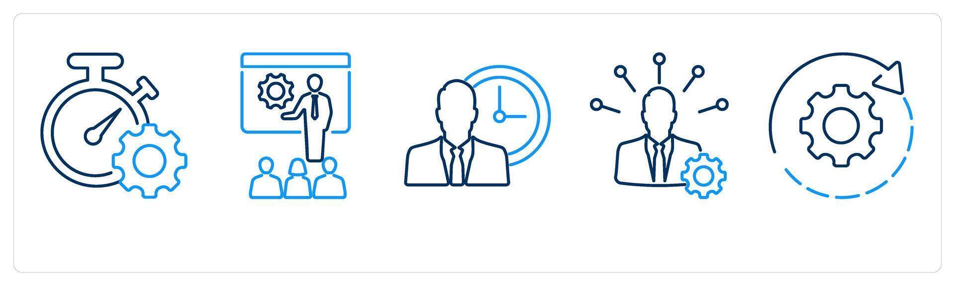5 mix icons as time management, presentation, business management vector