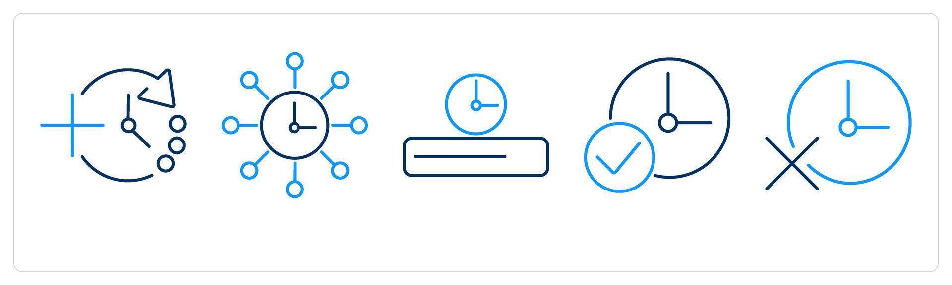 5 mix icons as add time, time management, time line vector