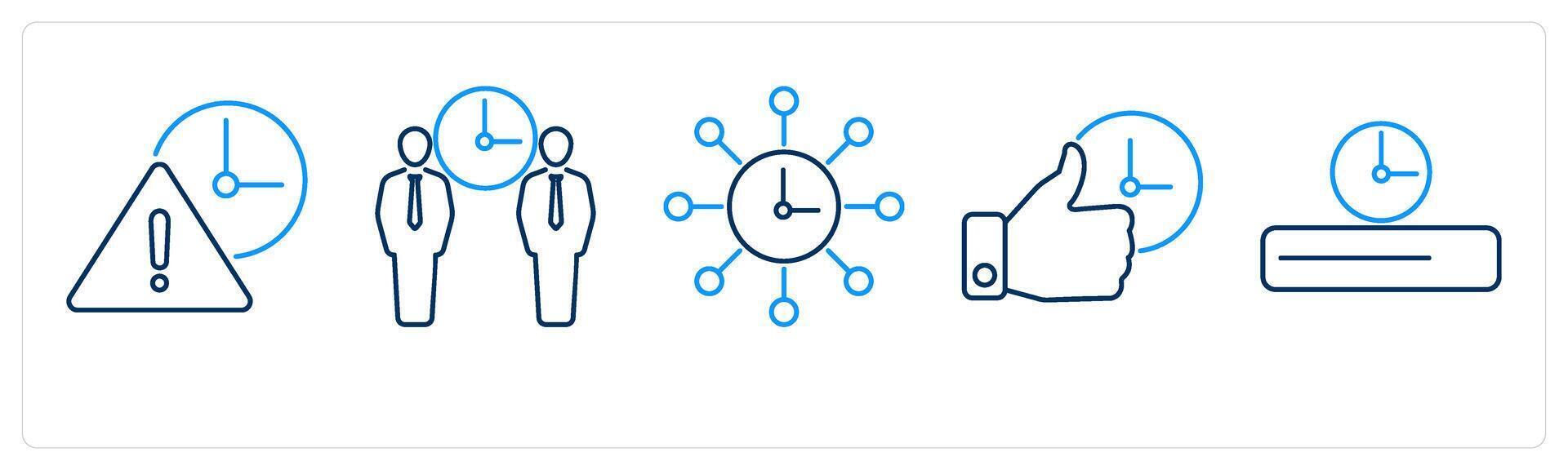5 mix icons as warning, meeting time, time management vector