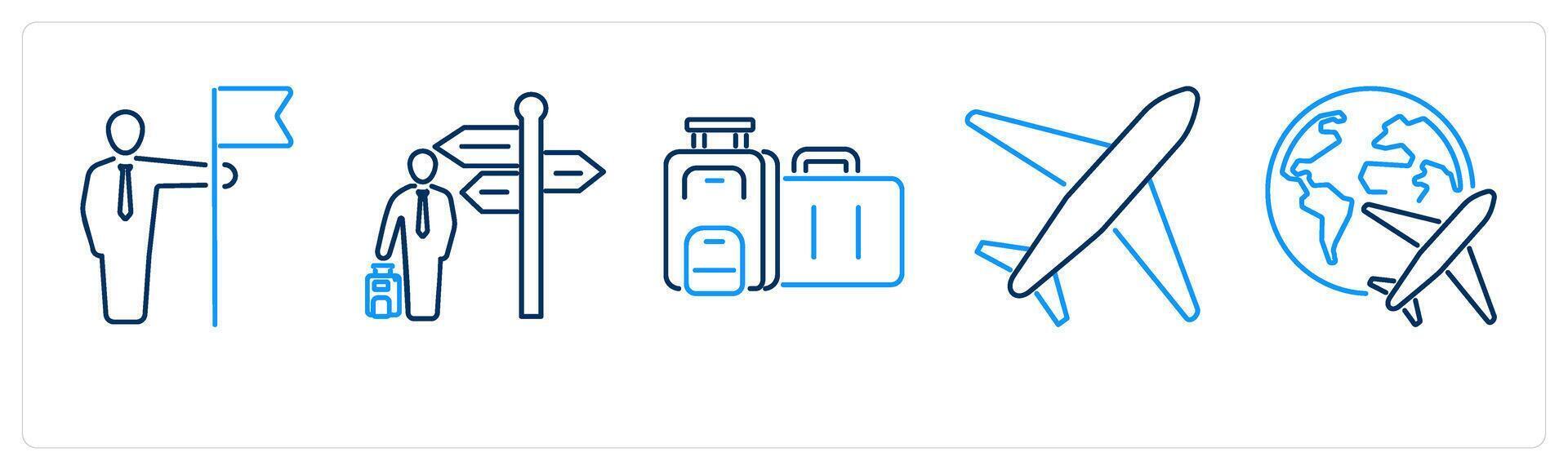 5 mix icons as flag, business travel, suitcase vector