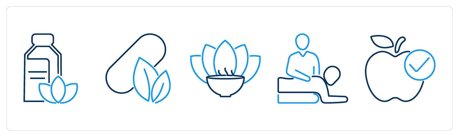 5 Mix icons as medicine, ayurvedic medicine, aromatherapy vector