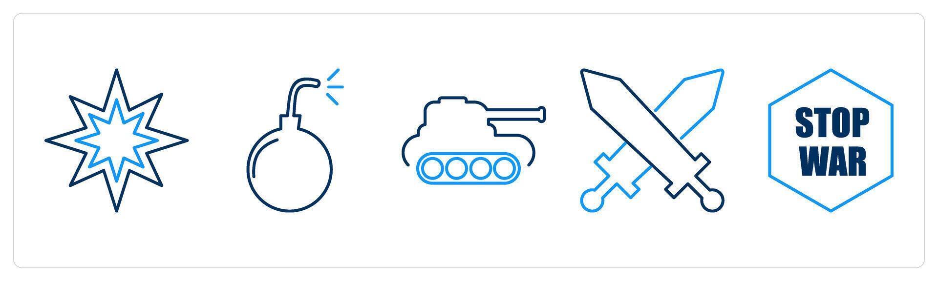5 Mix icons as explosion, bomb, tank vector