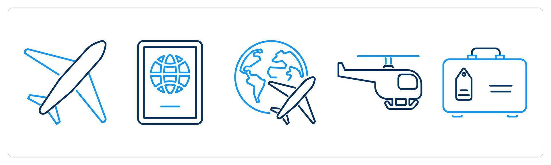 5 Mix icons as plane, travel vector
