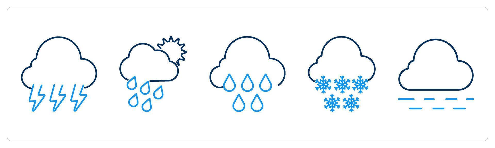 5 Mix icons as thunderstorm, rainy day, rain vector