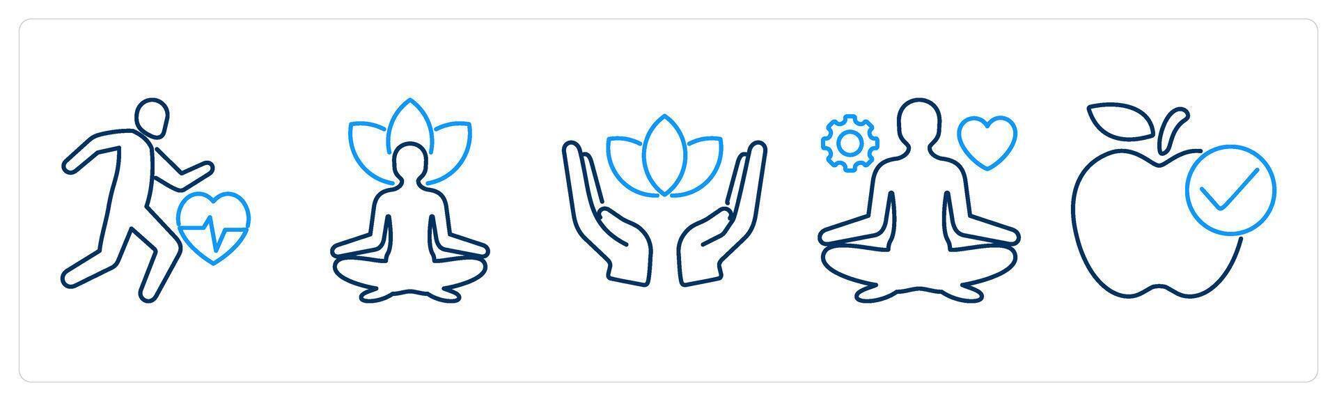 5 Mix icons as exercise, yoga, medidation vector
