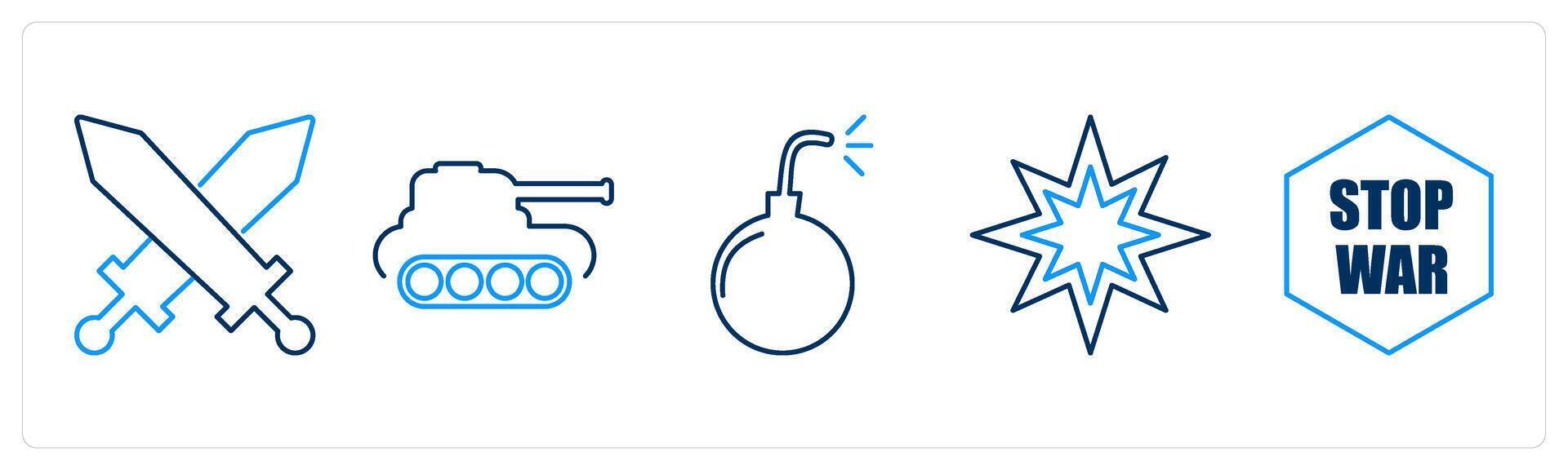 5 Mix icons as battle, tank, bomb vector