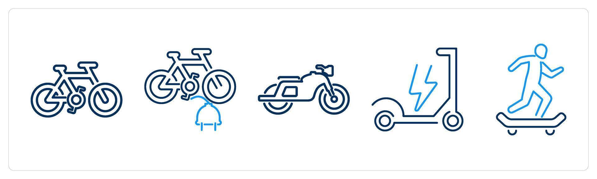 5 Mix icons as bicycle, electric bicycle, bik vector