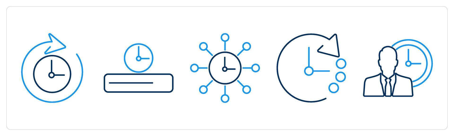 5 Mix icons as time, timeline, time management vector
