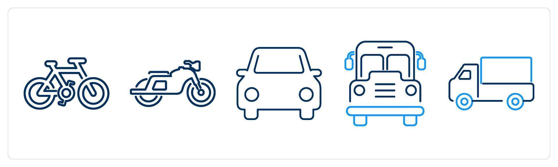 5 Mix icons as bicycle, bike, car vector