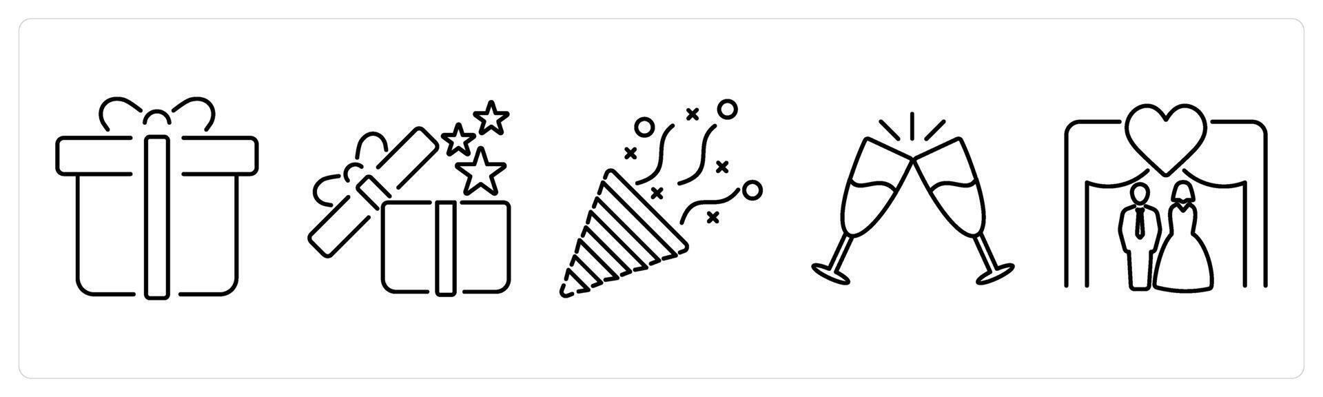 5 Celebrate icons as invitation, event in black bold vector