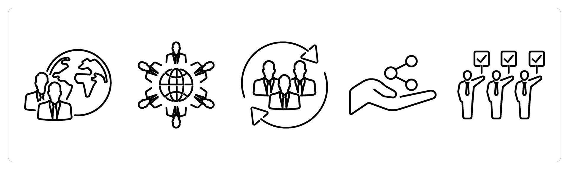 5 Community icons as diversity, culture, inclusion in black bold vector