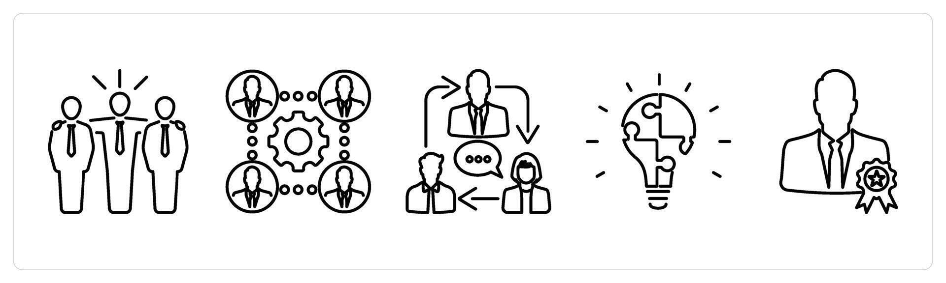 5 mix icons as team, business conversation in black bold vector